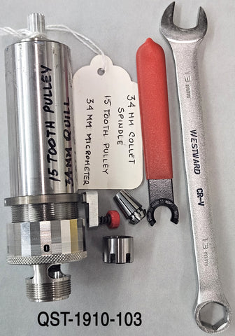 QST-1910-103 <br> Collet Spindle Assy, 34mm D., 15T, 34mm Micrometer