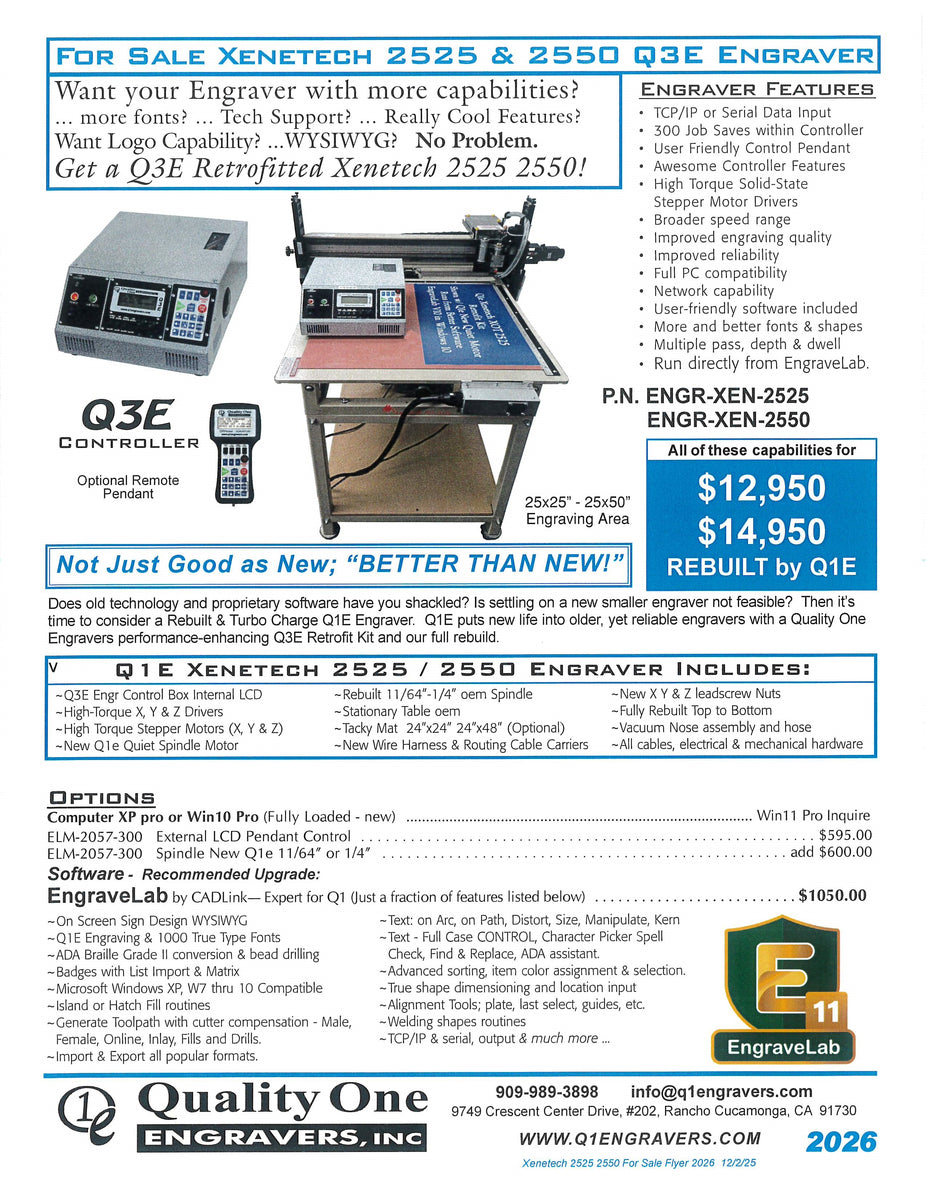 ENGR-XEN-2550 Xenetech 2550 Engravers For Sale 2026 – Quality One